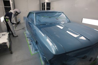 Blue paintbooth